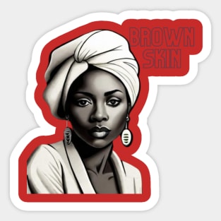 Brown Skin Head Wrap Sketch Beauty Sticker